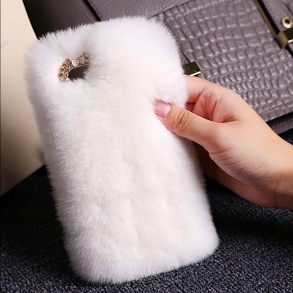 White Rabbit Fur Phone Case for IPhone6 Plus.
